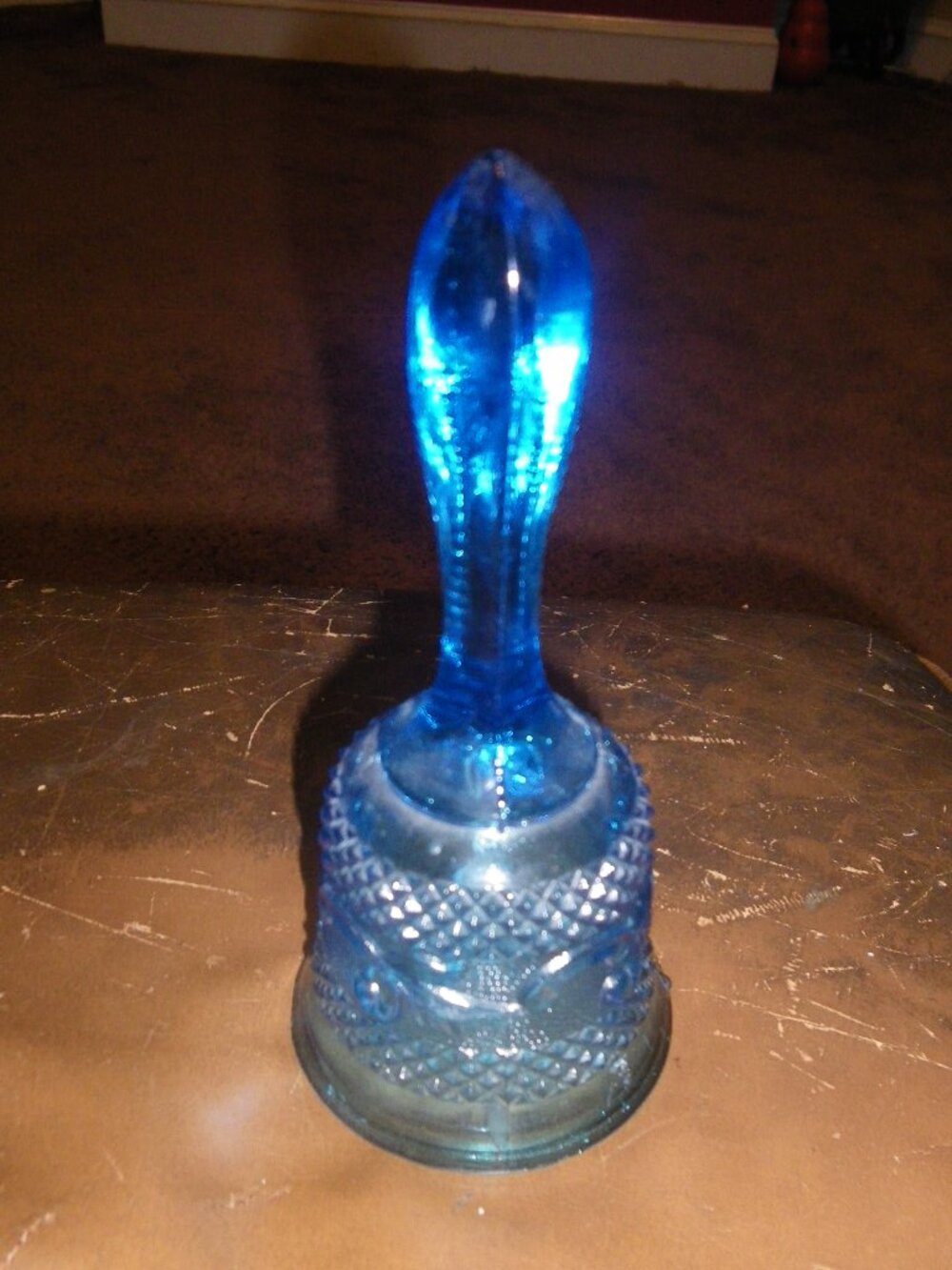 Vintage Blue Pressed Glass Bell Home Decor